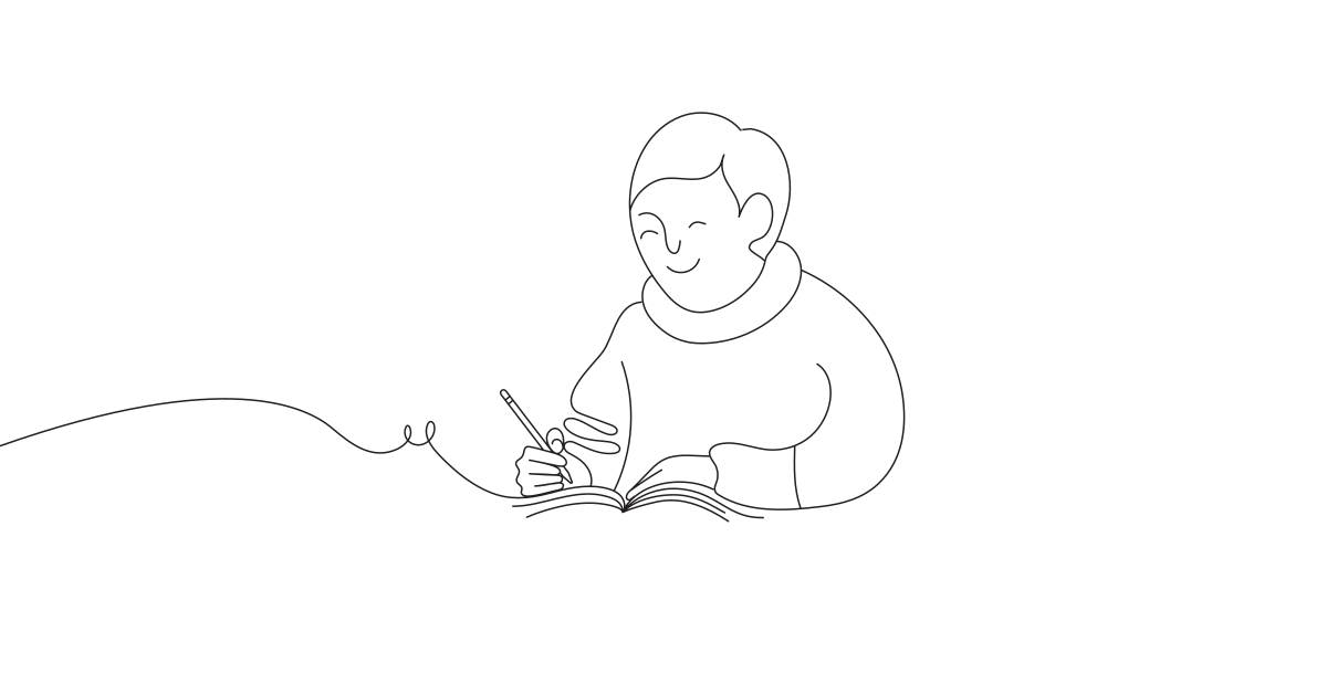 A line illustration of a daughter holding her mom's hand.