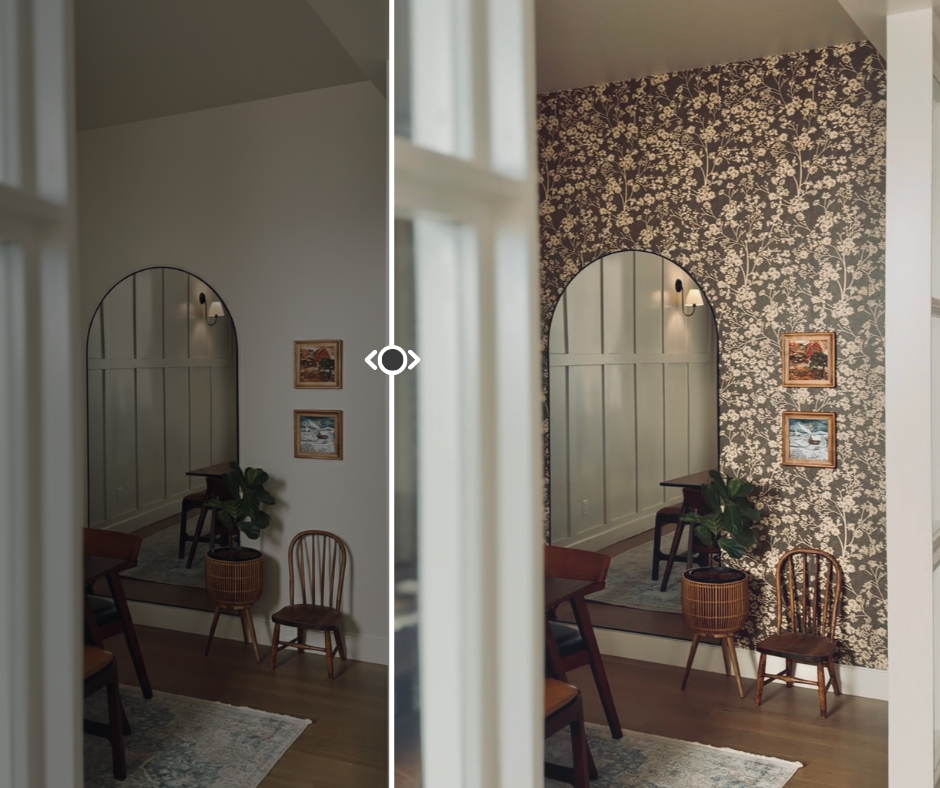 Wallpaper before and after transformation