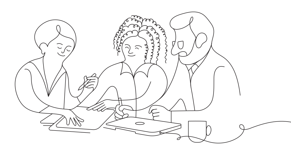 A line illustration of a woman reading on a pool float.